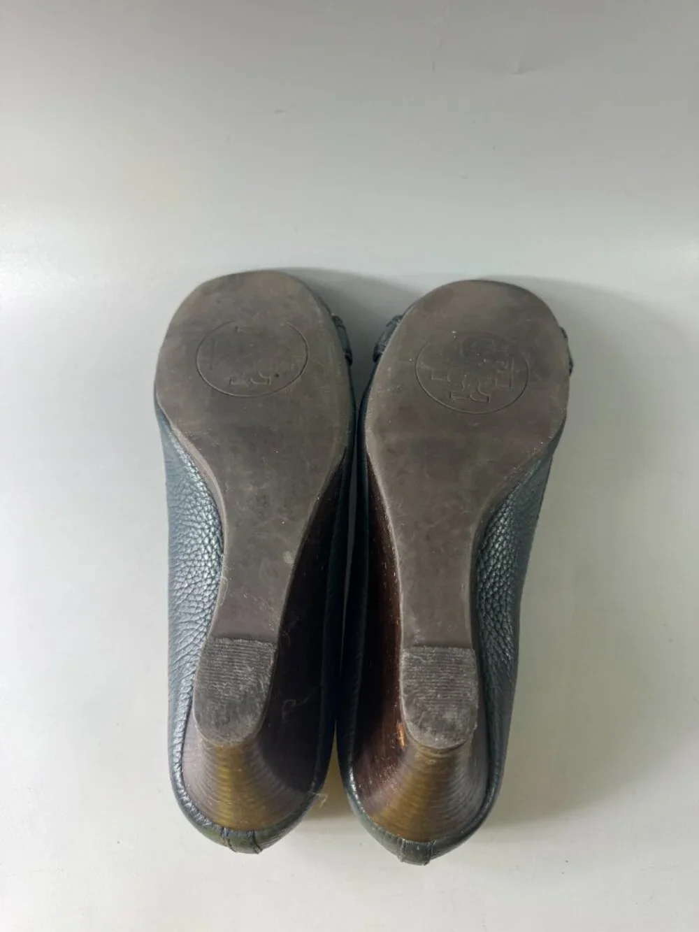 Tory Burch Deep Green Leather Wedges